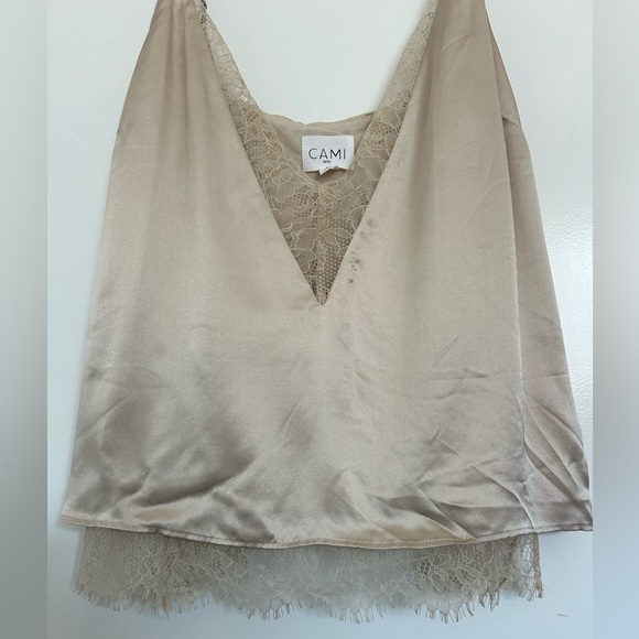 Cami NYC The Racer Lace Beige Lace 100% Silk Cami Top size medium 90s preppy - Picture 11 of 16